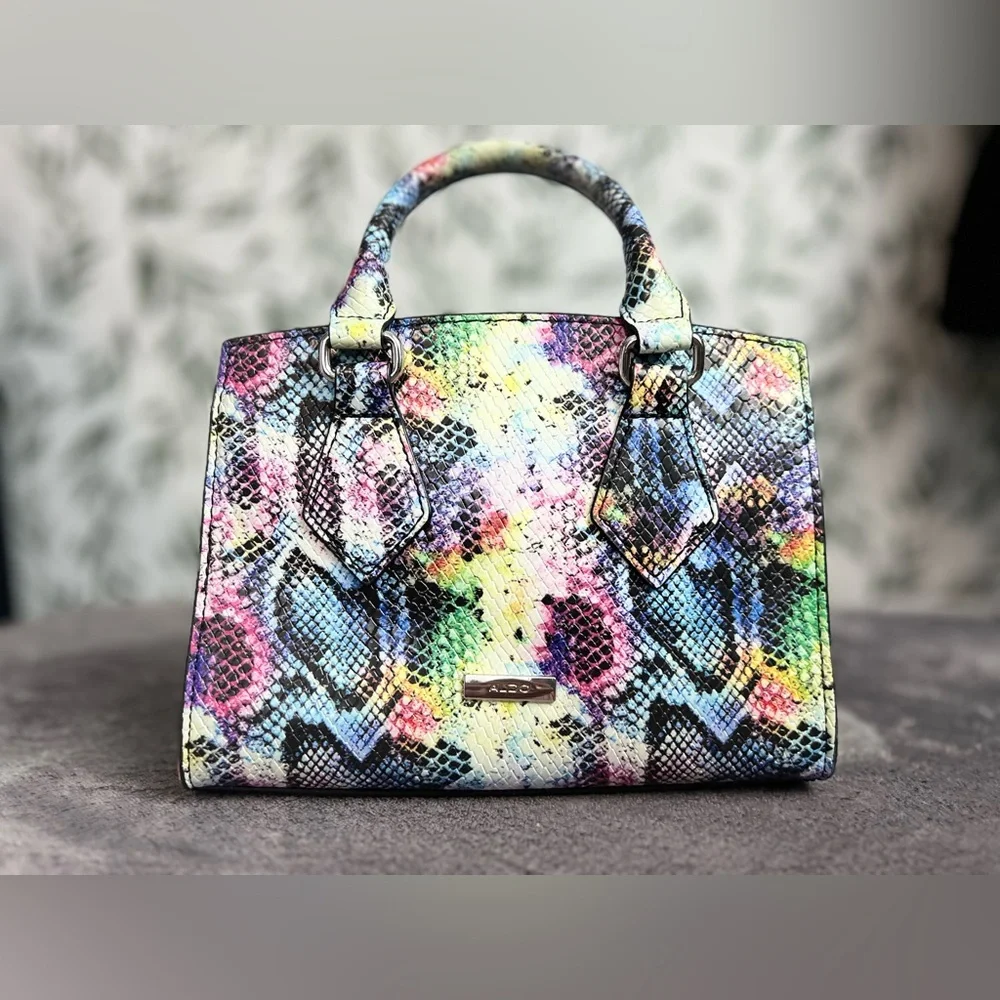 Aldo Maroubra multi-colored crocodile-embossed mini tote Crossover handbag